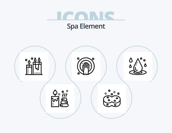 Spa Element Line Icon Pack Icon Design Spa Massage Lamp — Stockový vektor