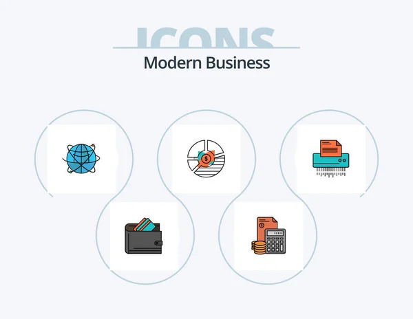 Modern Business Line Filled Icon Pack Icon Design Data Analytic — Stok Vektör