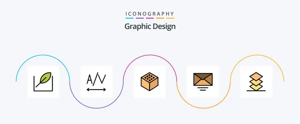 Design Line Filled Flat Icon Pack Including Email Stack — Stock vektor