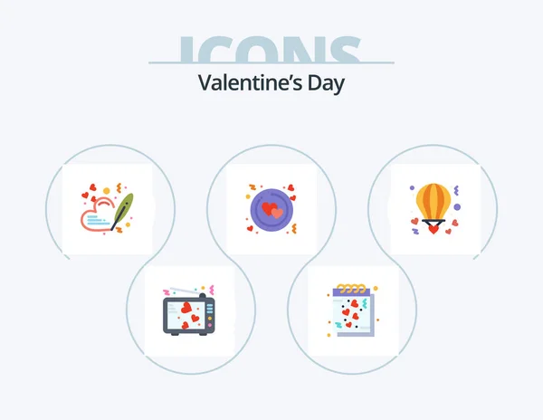 Valentines Day Flat Icon Pack Icon Design Valentine Love Notes — Archivo Imágenes Vectoriales