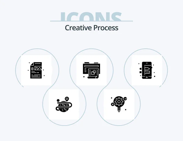 Creative Process Glyph Icon Pack Icon Design Creative Folder Creative — Archivo Imágenes Vectoriales