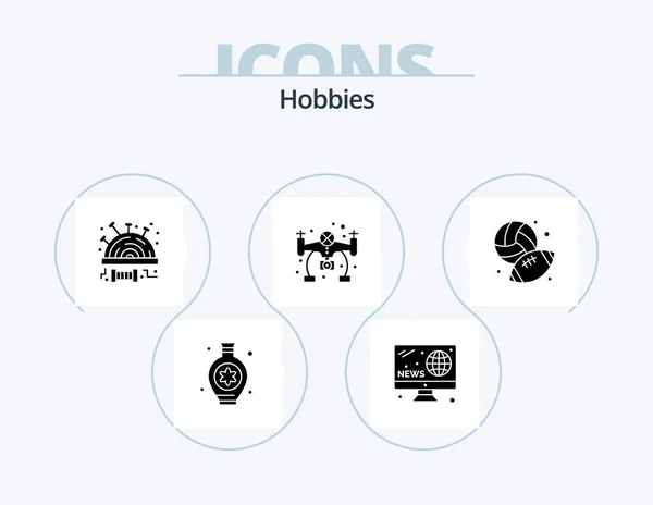 Hobbies Glyph Icon Pack Icon Design Hobby Baseball Pincushion Football — Image vectorielle