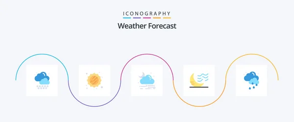 Weather Flat Icon Pack Including Weather Cloud Rain Weather Night — Stockvector