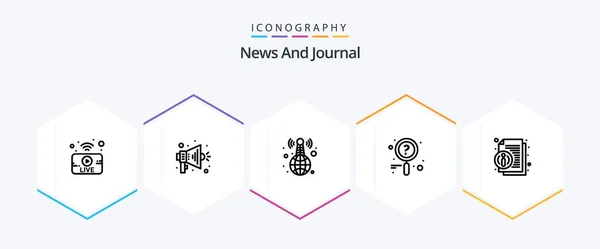 News Line Icon Pack Including News Info Broadcasting Research — Stockvector