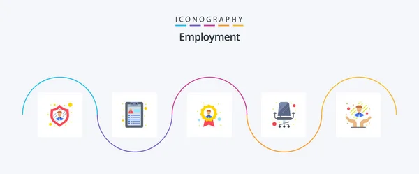Employment Flat Icon Pack Including Employee Care Care Badge Sitting — Archivo Imágenes Vectoriales