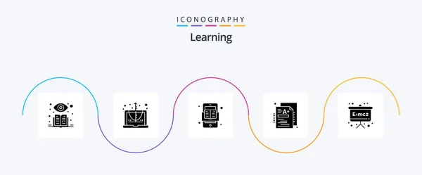 Learning Glyph Icon Pack Including Physics Formula Board Mobile Knowledge — Stock vektor