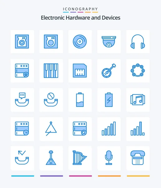 Creative Devices Blue Icon Pack Favorite Sound Roof Music Headphones — Vetor de Stock
