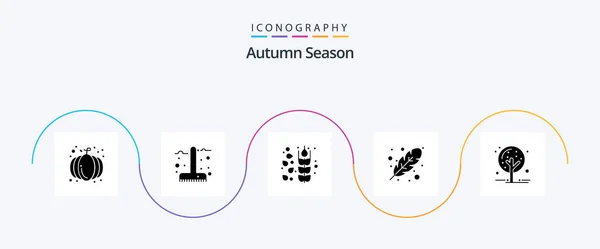 Autumn Glyph Icon Pack Including Nature Cold Season Fall Autumn — Stock Vector