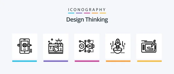 Design Thinking Line Icon Pack Including File Layers Idea Multimedia — Stok Vektör