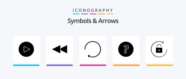 Symbols Arrows Glyph Icon Pack Including Help Unlock Creative Icons — Stok Vektör