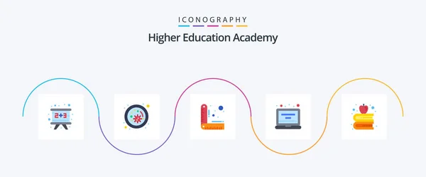 Academy Flat Icon Pack Including Education Apple Design Profile Gadget — Stok Vektör