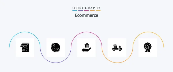 Ecommerce Glyph Icon Pack Including Finance Badge Hand Truck Ecommerce — Stockvektor