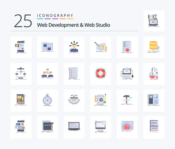 Web Development Web Studio Flat Color Icon Pack Including Content — Stock Vector