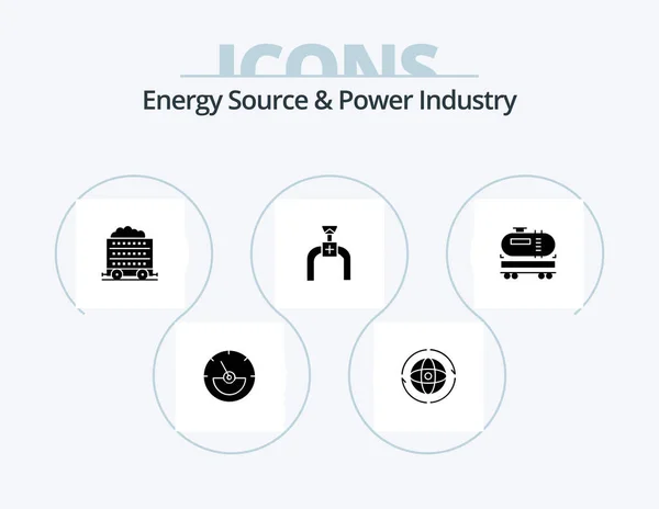 Energy Source Power Industry Glyph Icon Pack Icon Design Truck — Vetor de Stock