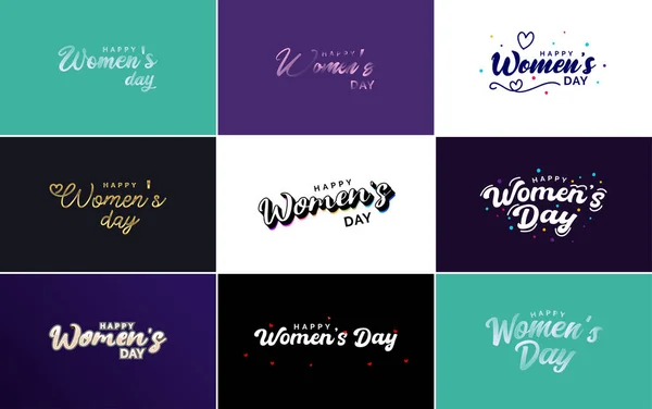 Pink Happy Women Day Typographical Design Elements International Women Day — Stok Vektör