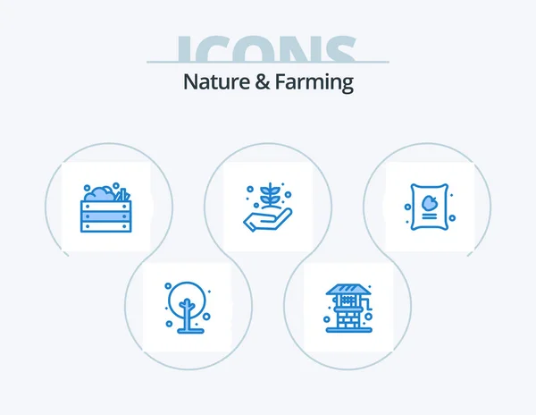 Nature Farming Blue Icon Pack Design Природа Сад Сельское Хозяйство — стоковый вектор