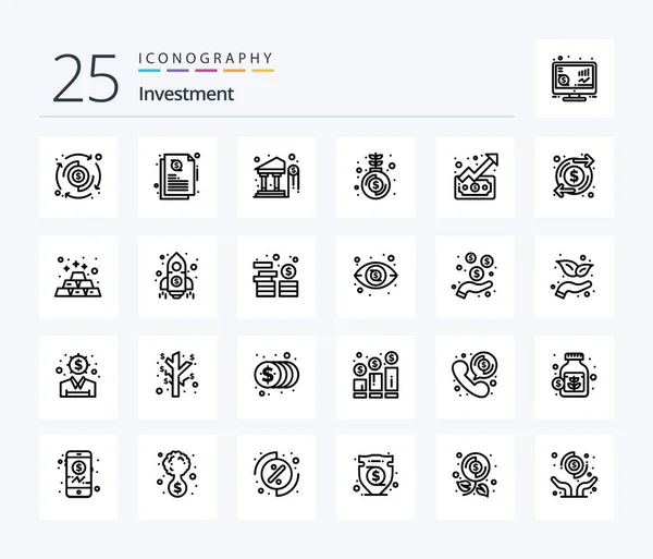 Investment Line Icon Pack Including Graph Dollar Growth Investment — Stok Vektör