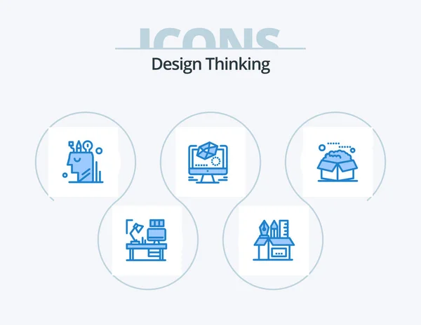 Design Thinking Blue Icon Pack Icon Design Modeling Animationd Scale — Stockvektor