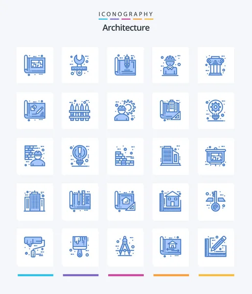 Creative Architecture Blue Icon Pack Character Architecture Stationery Plan Estate — Vetor de Stock