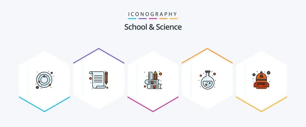 School Science Filledline Icon Pack Including School Flask Book Lab — Wektor stockowy