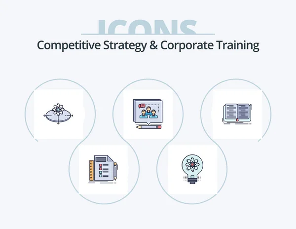 Competitive Strategy Corporate Training Line Filled Icon Pack Icon Design — Wektor stockowy