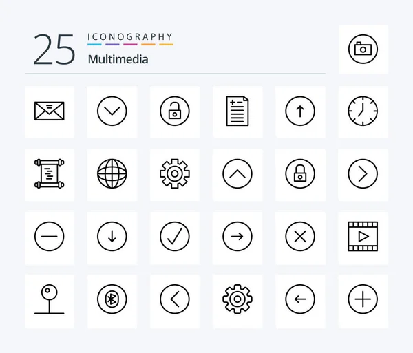 Multimedia Line Icon Pack Including Browser Test Multimedia Pros Cons — Stockvektor