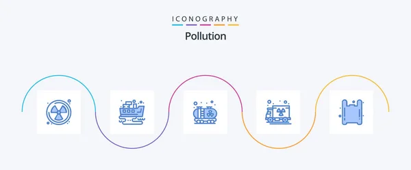 Pollution Blue Icon Pack Including Plastic Pollution Gas Truck — Vetor de Stock