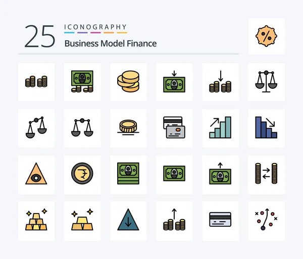 Finance Line Filled Icon Pack Including Growth Analytics Scales Money — Stockový vektor