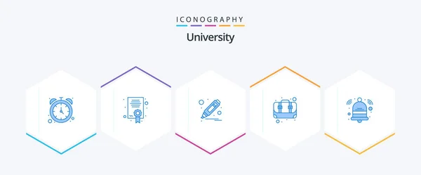 University Blue Icon Pack Including Bell Student Highlighter School Box — 图库矢量图片
