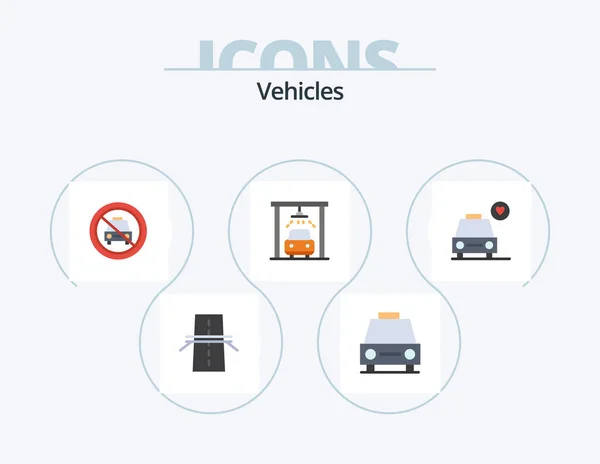 Vehicles Flat Icon Pack Icon Design Wash Car Transport Slash — Wektor stockowy