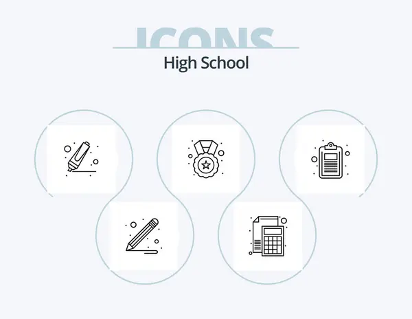 High School Line Icon Pack Icon Design Ideas Education Search — Stockový vektor