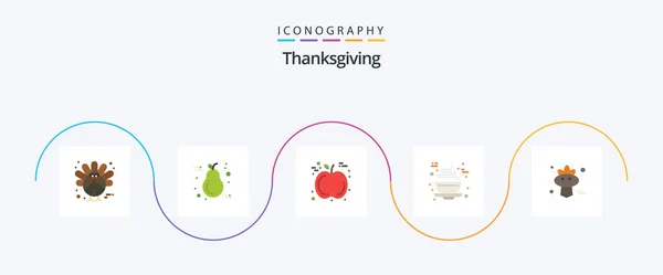 Thanksgiving Flat Icon Pack Including Bird Hot Light Cup Chocolate — 图库矢量图片