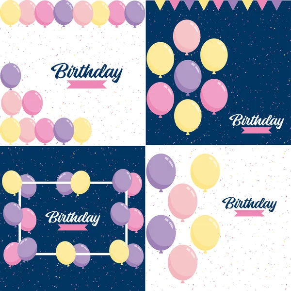 Happy Birthday Playful Cartoon Font Background Presents Party Favors — Stockvector