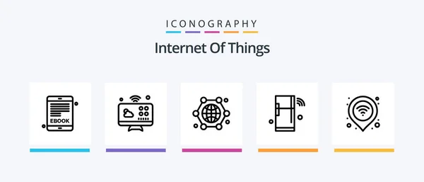 Internet Things Line Icon Pack Including Internet Things Connections Security — Vetor de Stock