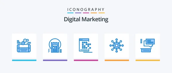 Digital Marketing Blue Icon Pack Including Connect Network News Record — Vettoriale Stock