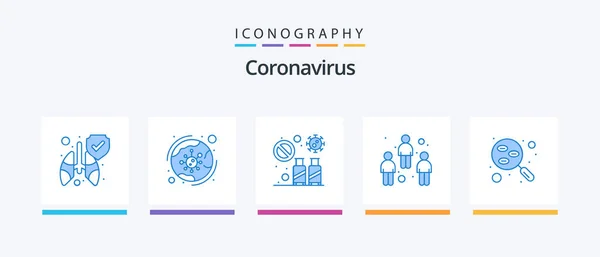 Coronavirus Blue Icon Pack Including Blood Spreading Tourist Covid People — Stockvektor