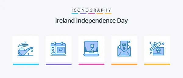 Ireland Independence Day Blue Icon Pack Including Box Computer Gift — Stock vektor