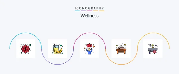 Wellness Line Filled Flat Icon Pack Including Aromatic Relaxation Juice — Image vectorielle