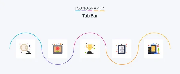 Tab Bar Flat Icon Pack Including Trophy Company Building — Stockvector