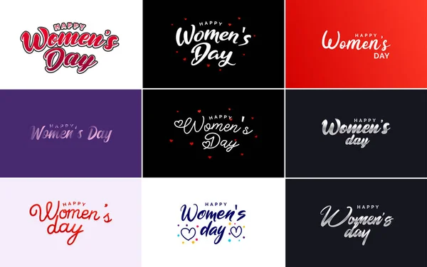 Happy Women Day Typography Design Pastel Color Scheme Geometric Shape — Stock Vector
