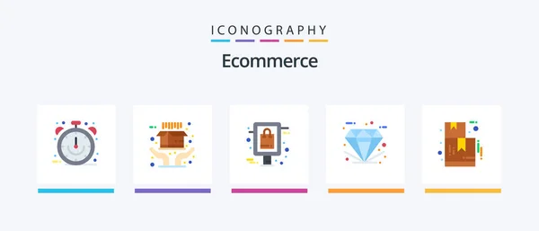 Ecommerce Flat Icon Pack Including Box Premium Shopping Good Best — Stockvector