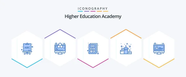 Academy Blue Icon Pack Including Education Study Learning Position — Archivo Imágenes Vectoriales