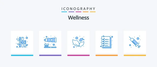 Wellness Blue Icon Pack Including Spa Injection Spa Drop List — Stockvector