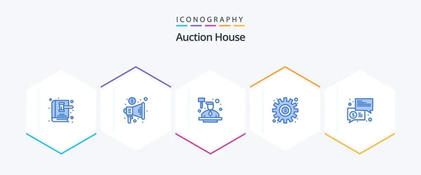 Auction Blue Icon Pack Including Trade Preference Trade Gear Law — Vector de stock