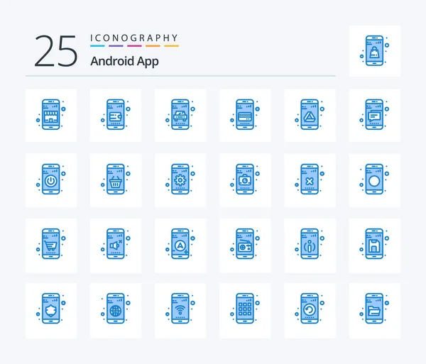 Android App Blue Color Icon Pack Including Google App Online — Archivo Imágenes Vectoriales
