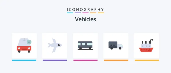 Vehicles Flat Icon Pack Including Ship Fisherman Combo Truck Logistics — Image vectorielle