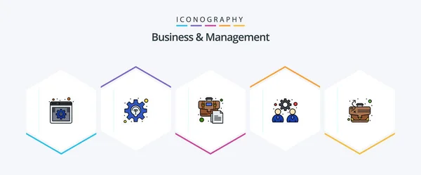 Business Management Filledline Icon Pack Including Path Team Development Management — Vetor de Stock