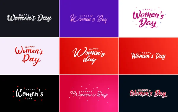 International Women Day Vector Hand Written Typography Background Gradient Color — Vector de stock
