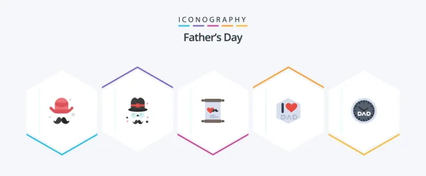 Fathers Day Flat Icon Pack Including Dad Timepiece Family Time — Vettoriale Stock