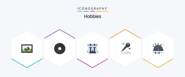 Hobbies Flat Icon Pack Including Pincushion Hobby Back Pack Hobbies — Stockvektor